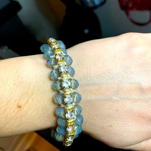Light blue crystal beads and diamonds bracelet